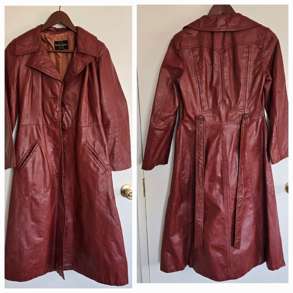 Vintage Leather Jacket Women's XS S Red Burgundy
